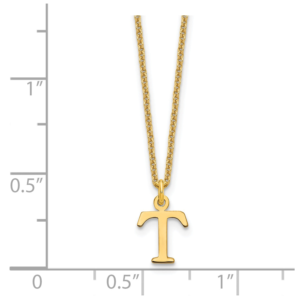 14K Yellow Gold Cutout Letter T Initial Necklace
