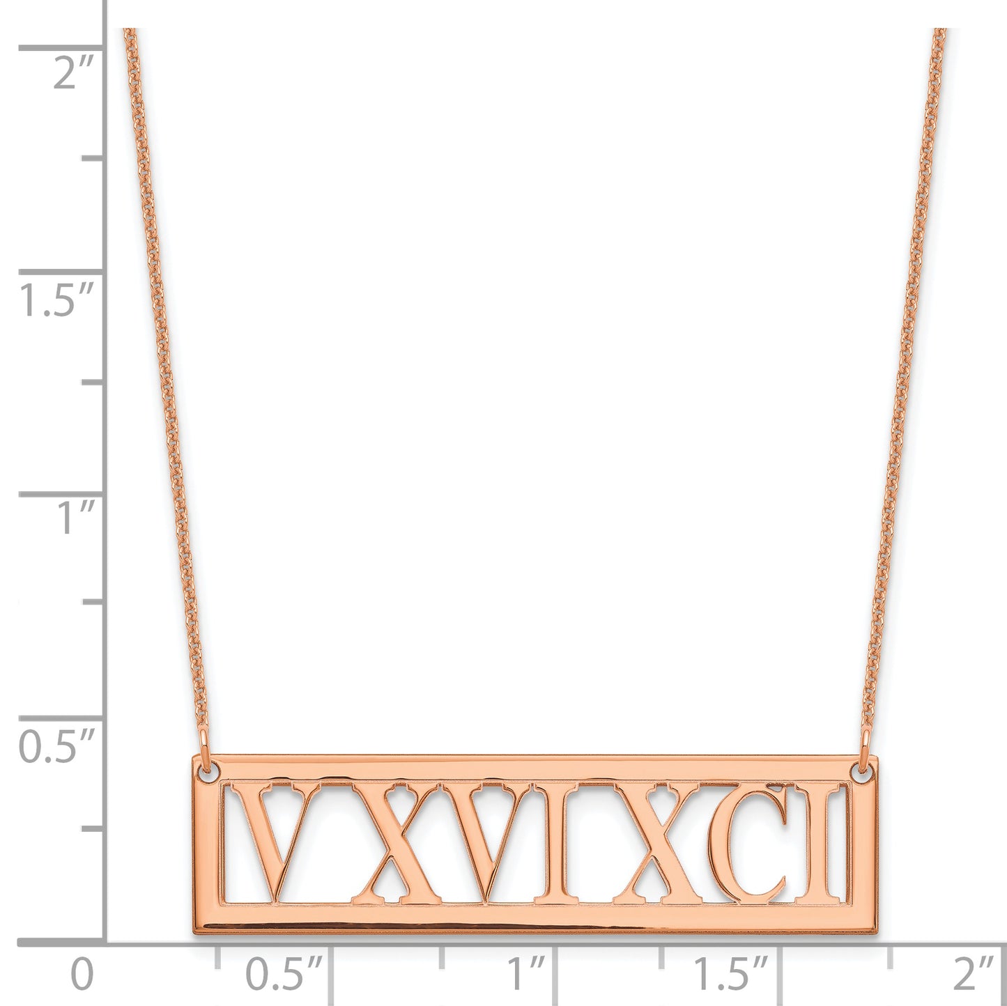 14K Rose Gold Roman Numeral Bar Necklace