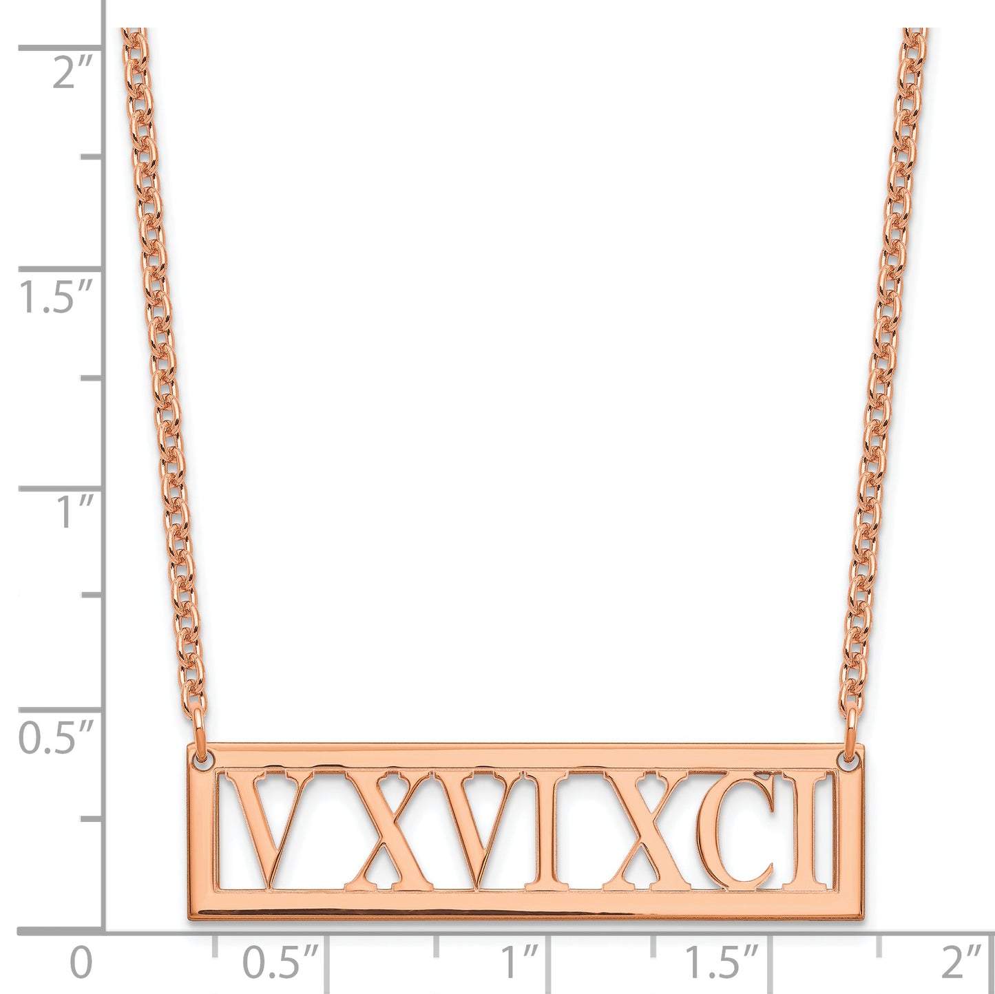 Sterling Silver Rose Gold plated Roman Numeral Bar Necklace