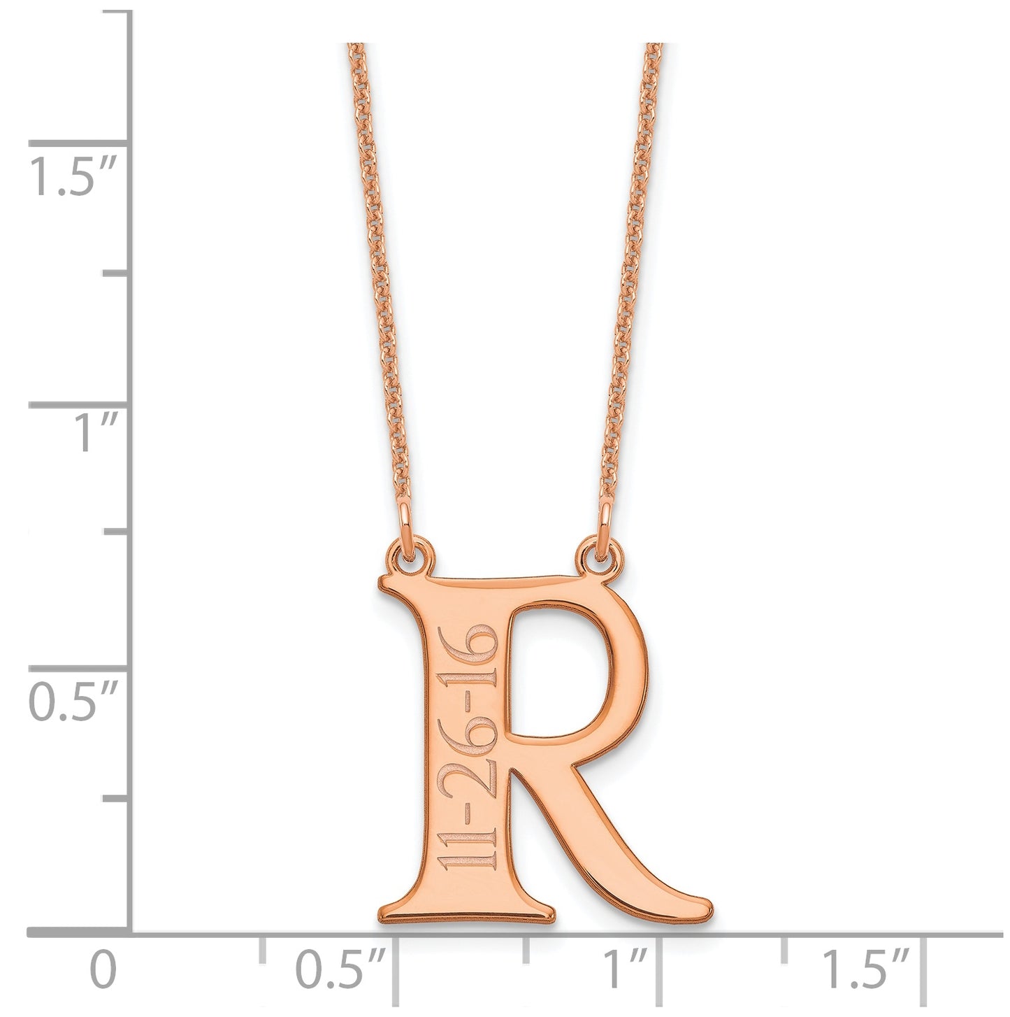 14K Rose Gold Initial with Date Necklace