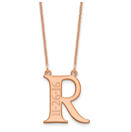 14K Rose Gold Initial with Date Necklace