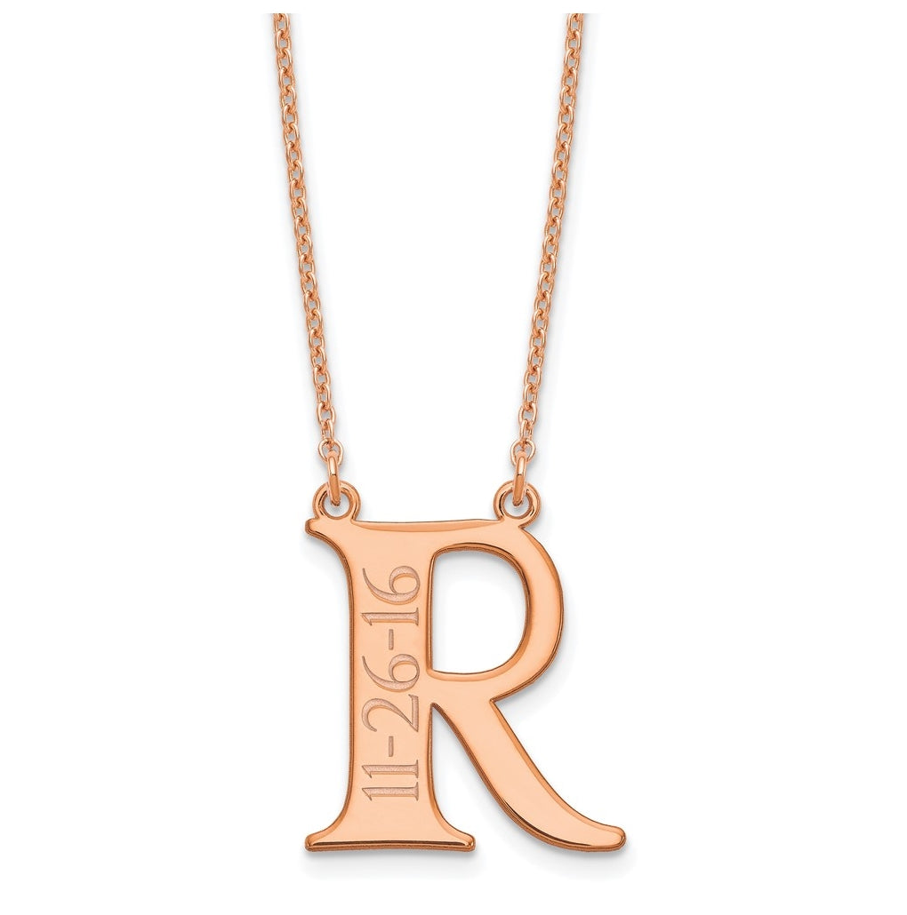 Sterling Silver Rose Gold plated Initial with Date Necklace