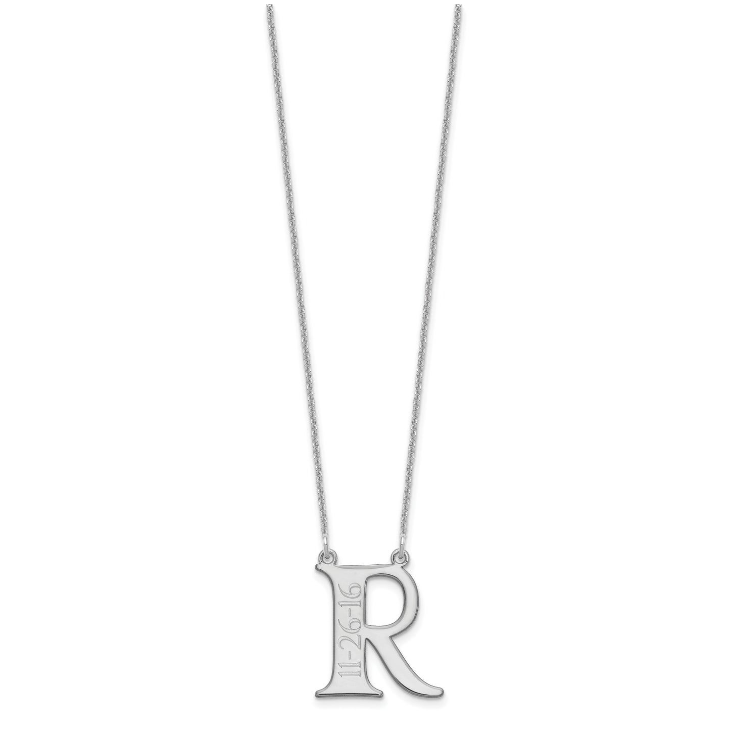 14K White Gold Initial with Date Necklace