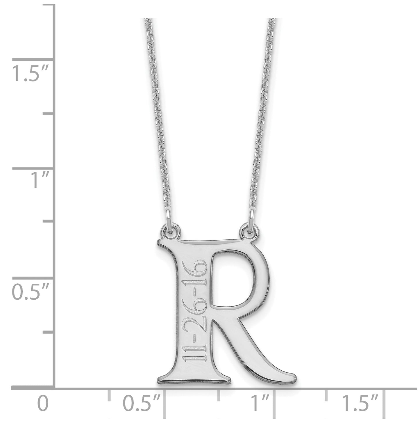 10K White Gold Initial with Date Necklace