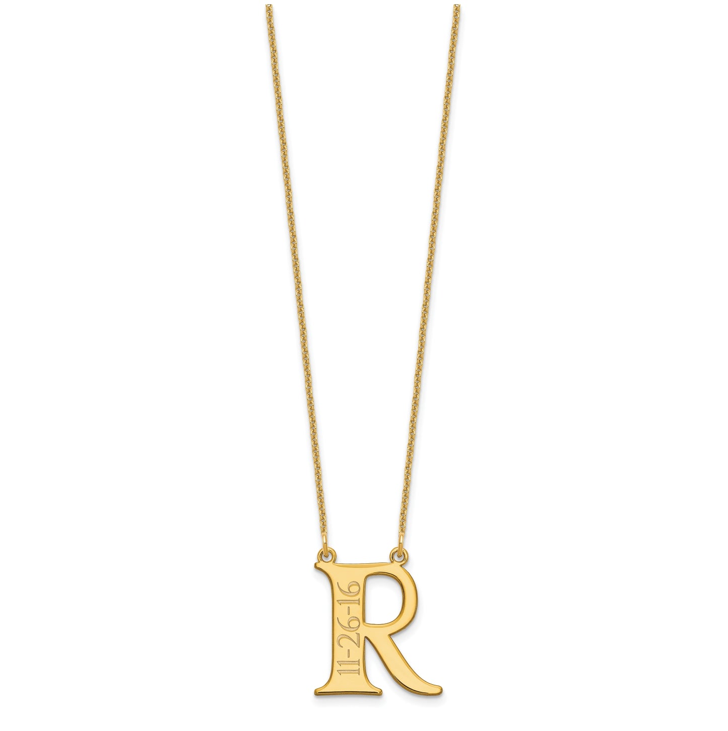 14K Yellow Gold Initial with Date Necklace