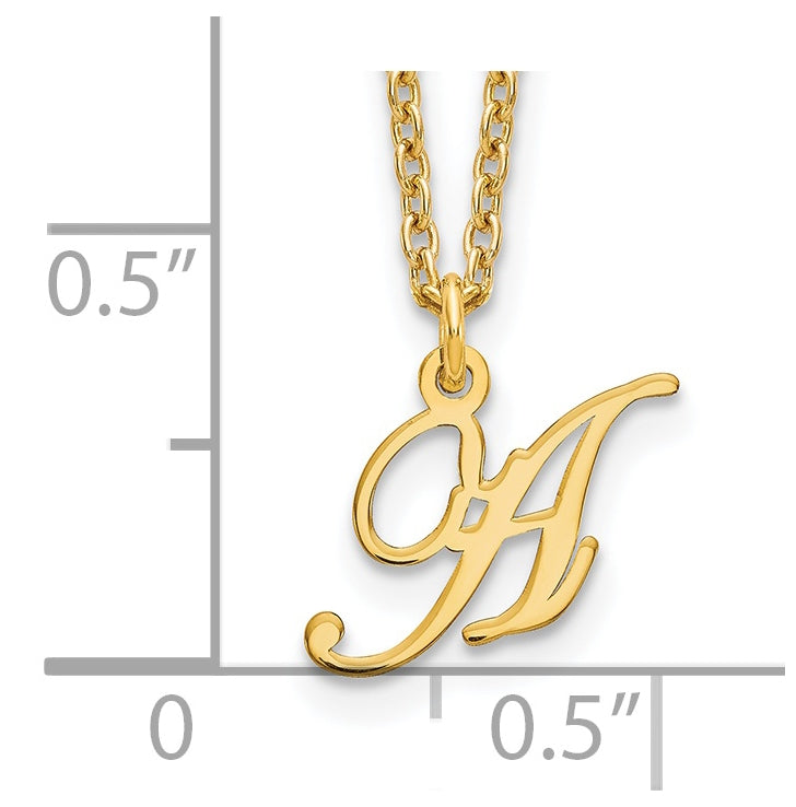 Sterling Silver Gold plated Letter A Initial Necklace