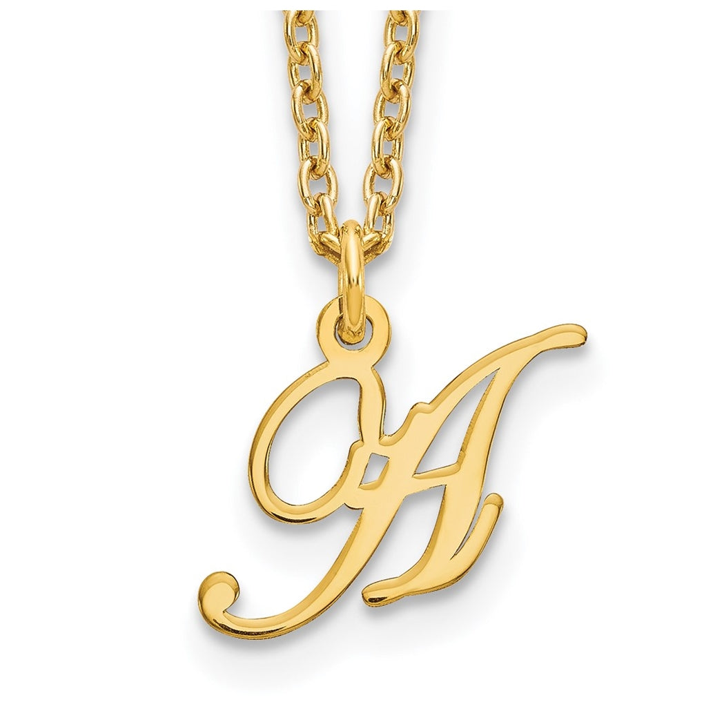 Sterling Silver Gold plated Letter A Initial Necklace