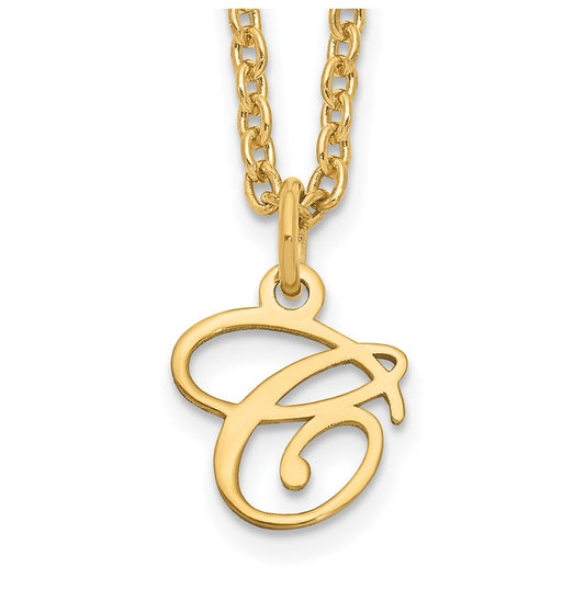 Sterling Silver Gold plated Letter C Initial Necklace