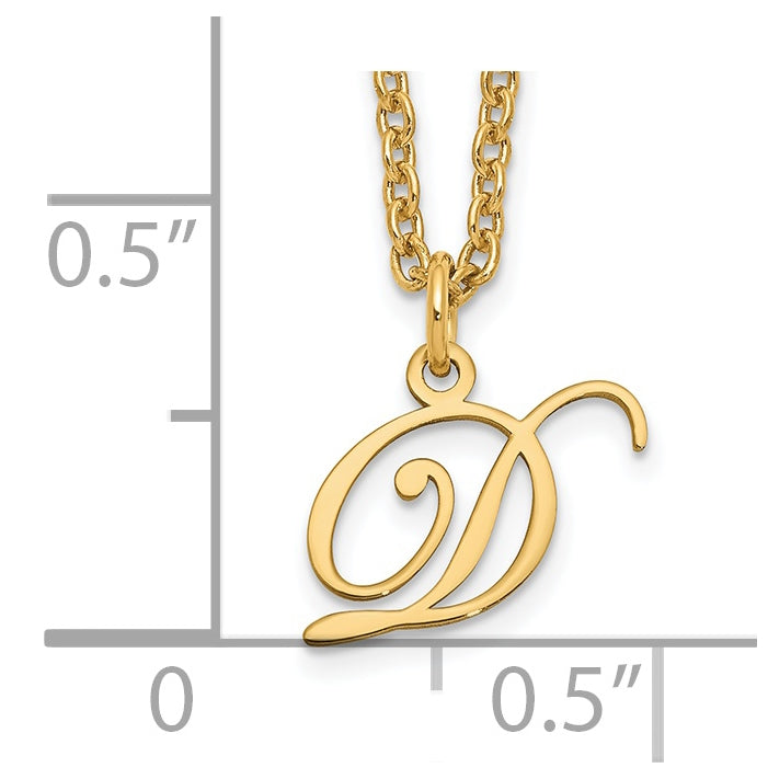 Sterling Silver Gold plated Letter D Initial Necklace