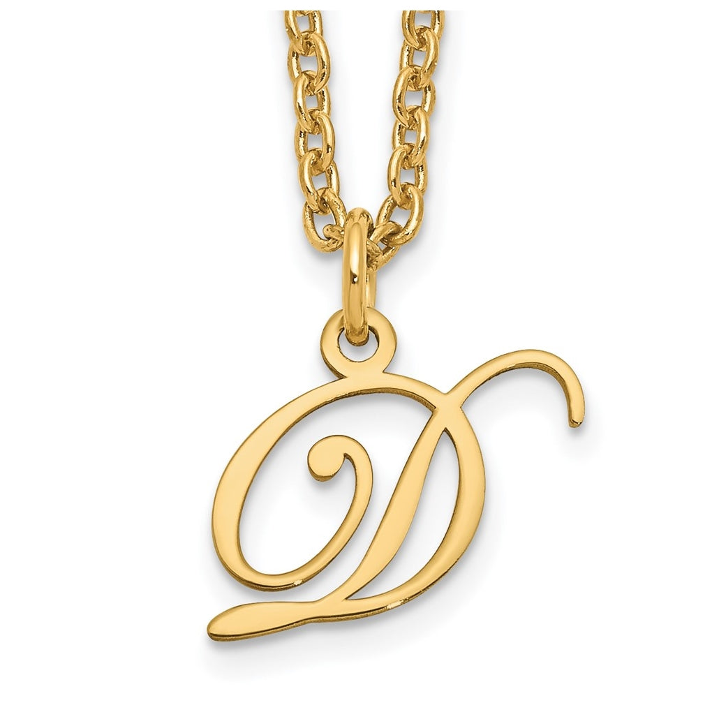 Sterling Silver Gold plated Letter D Initial Necklace
