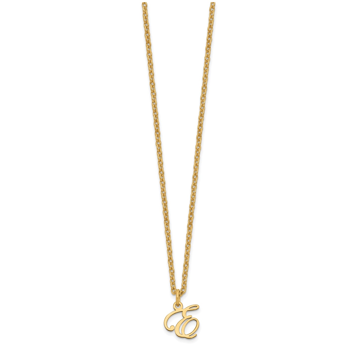 Sterling Silver Gold plated Letter E Initial Necklace