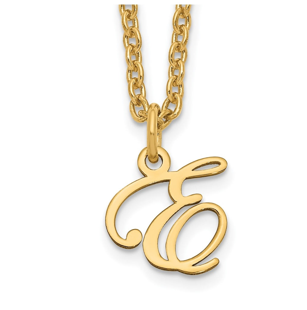 Sterling Silver Gold plated Letter E Initial Necklace