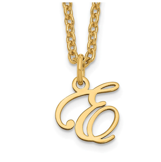Sterling Silver Gold plated Letter E Initial Necklace