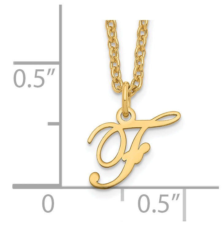 Sterling Silver Gold plated Letter F Initial Necklace