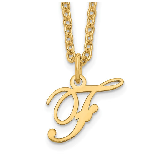 Sterling Silver Gold plated Letter F Initial Necklace