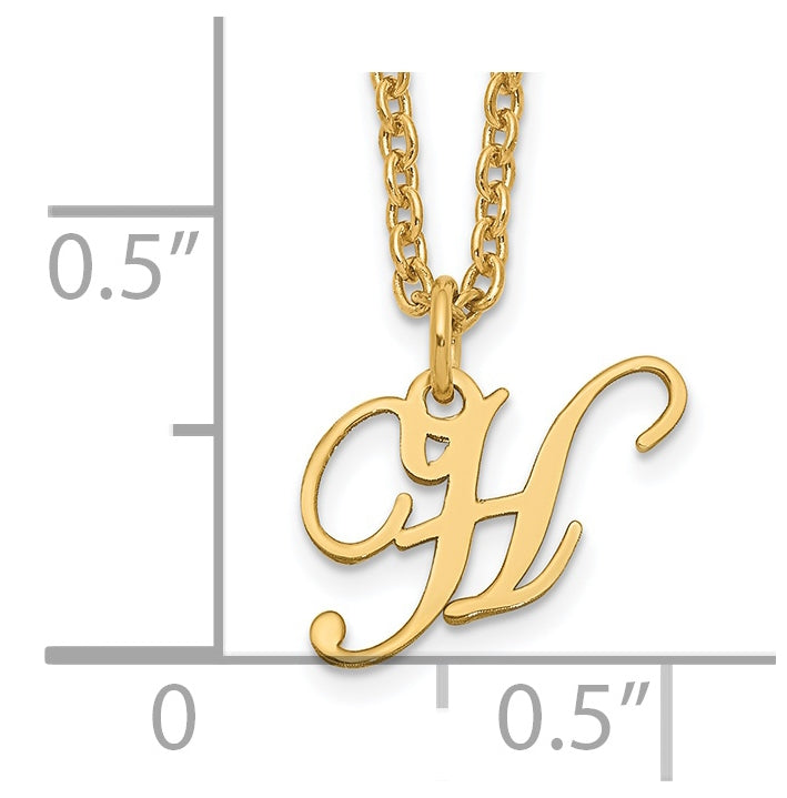 Sterling Silver Gold plated Letter H Initial Necklace