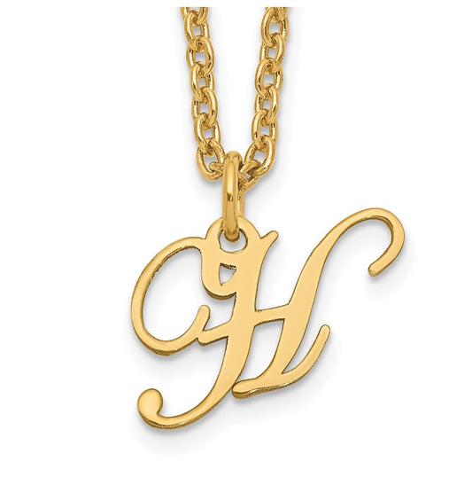 Sterling Silver Gold plated Letter H Initial Necklace