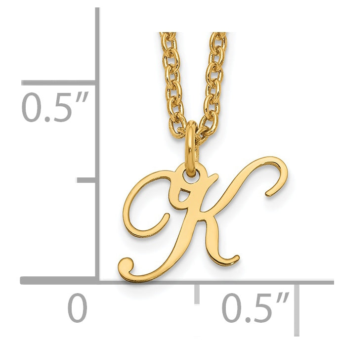 Sterling Silver Gold plated Letter K Initial Necklace