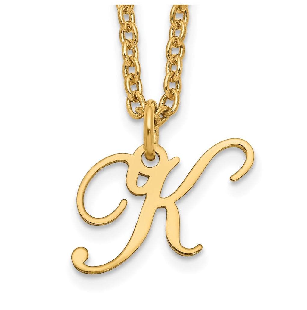 Sterling Silver Gold plated Letter K Initial Necklace