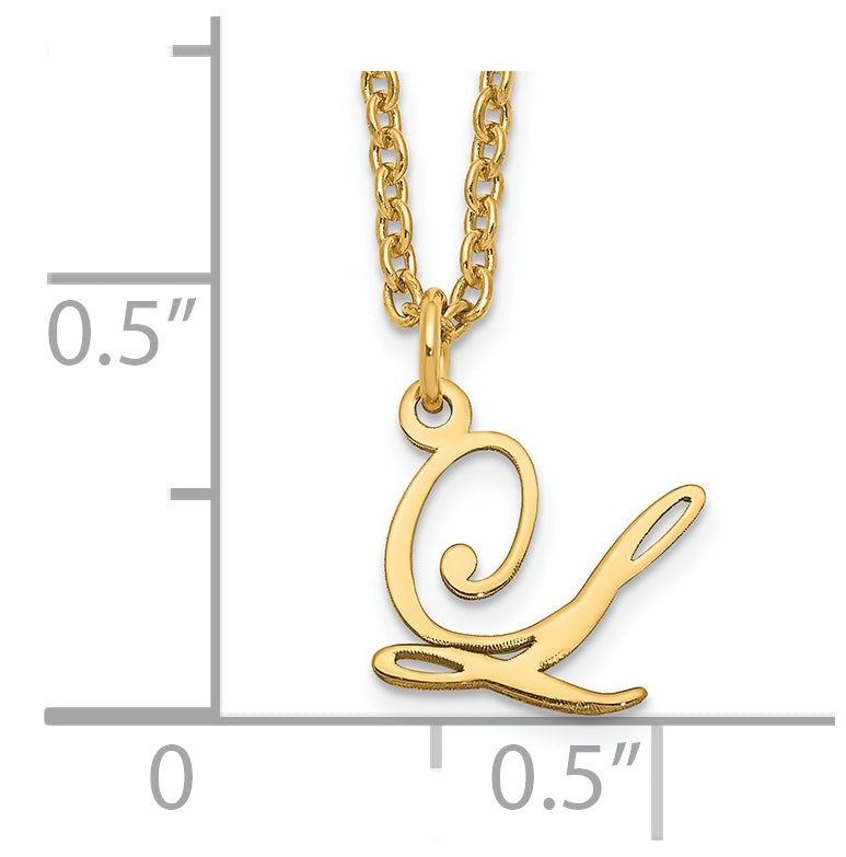 Sterling Silver Gold plated Letter L Initial Necklace