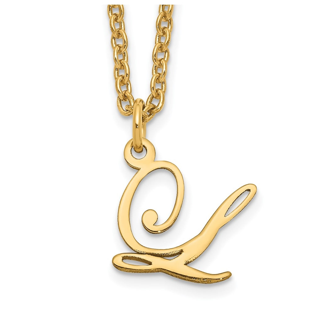 Sterling Silver Gold plated Letter L Initial Necklace