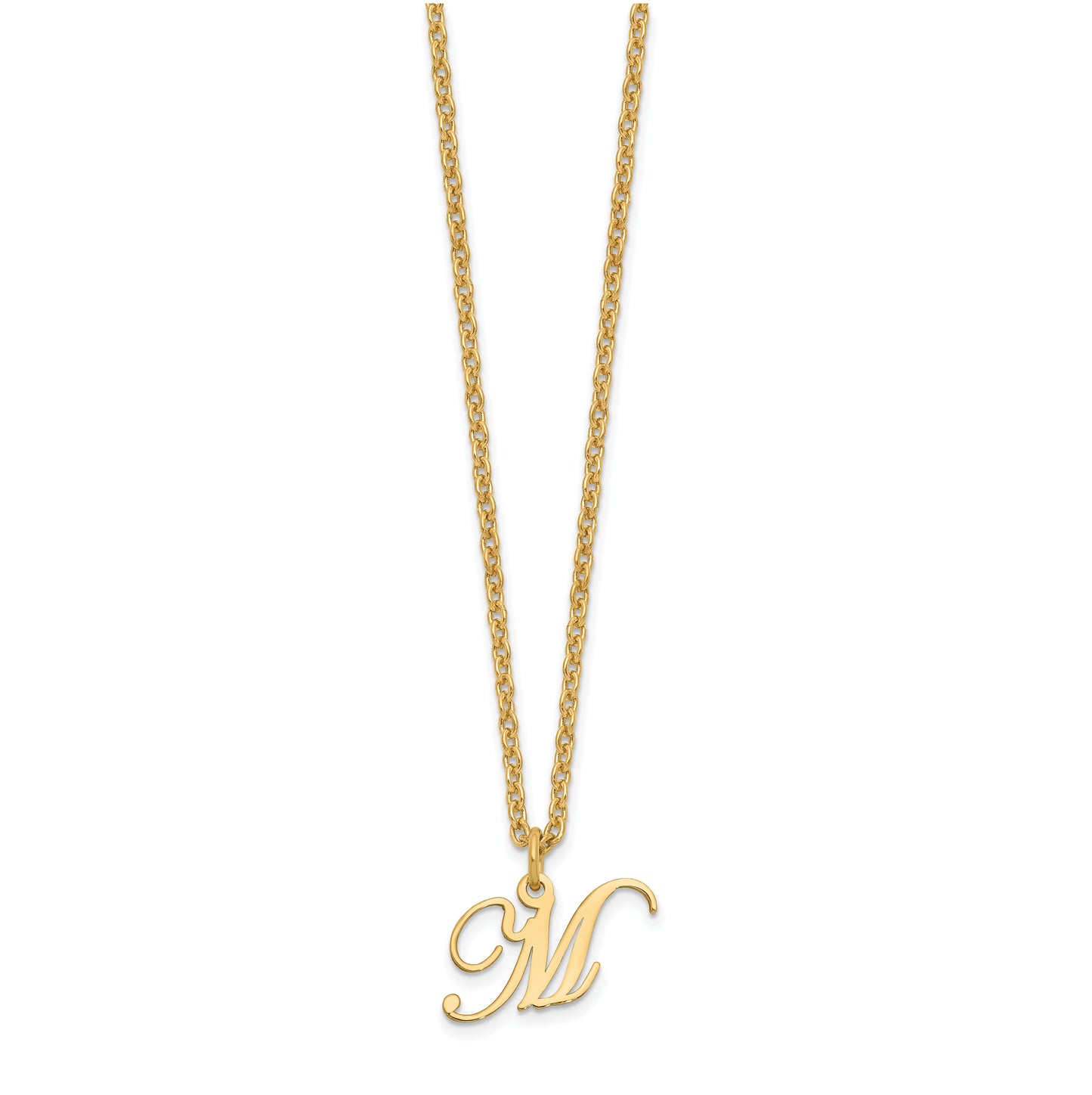 Sterling Silver Gold plated Letter M Initial Necklace