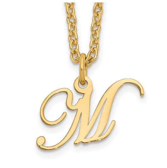 Sterling Silver Gold plated Letter M Initial Necklace