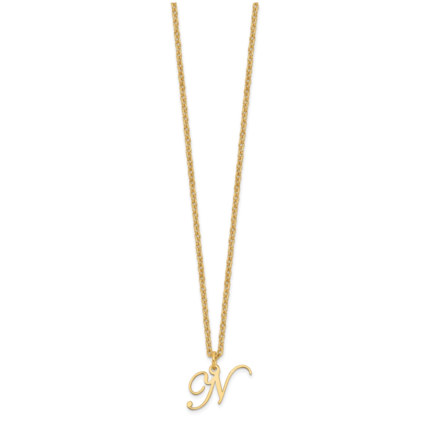 Sterling Silver Gold plated Letter N Initial Necklace