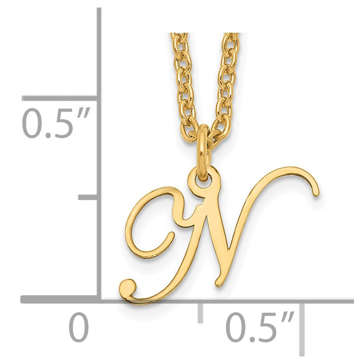 Sterling Silver Gold plated Letter N Initial Necklace
