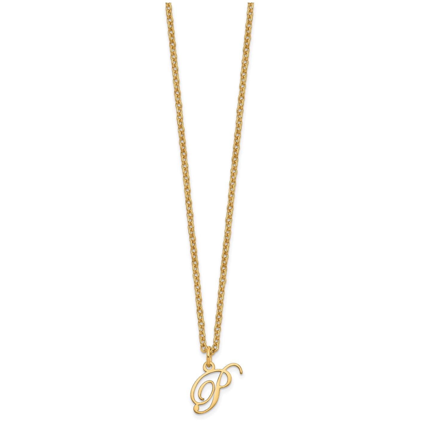 Sterling Silver Gold plated Letter P Initial Necklace
