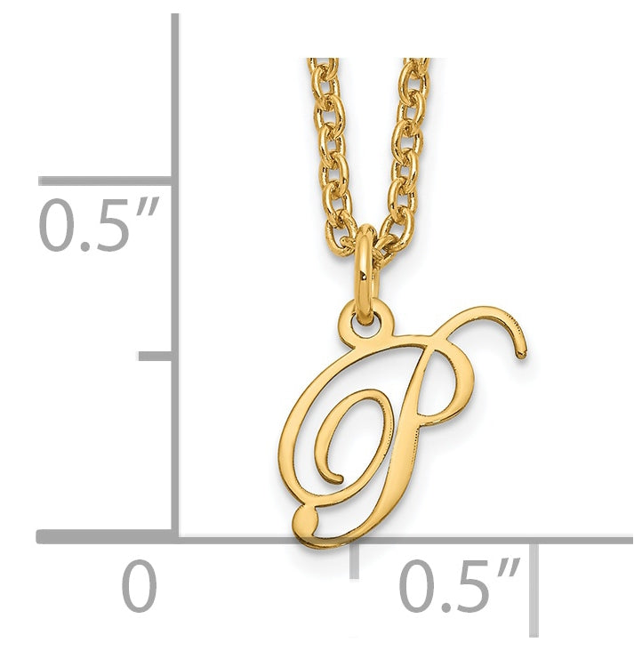 Sterling Silver Gold plated Letter P Initial Necklace