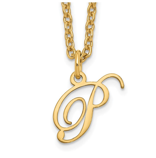 Sterling Silver Gold plated Letter P Initial Necklace