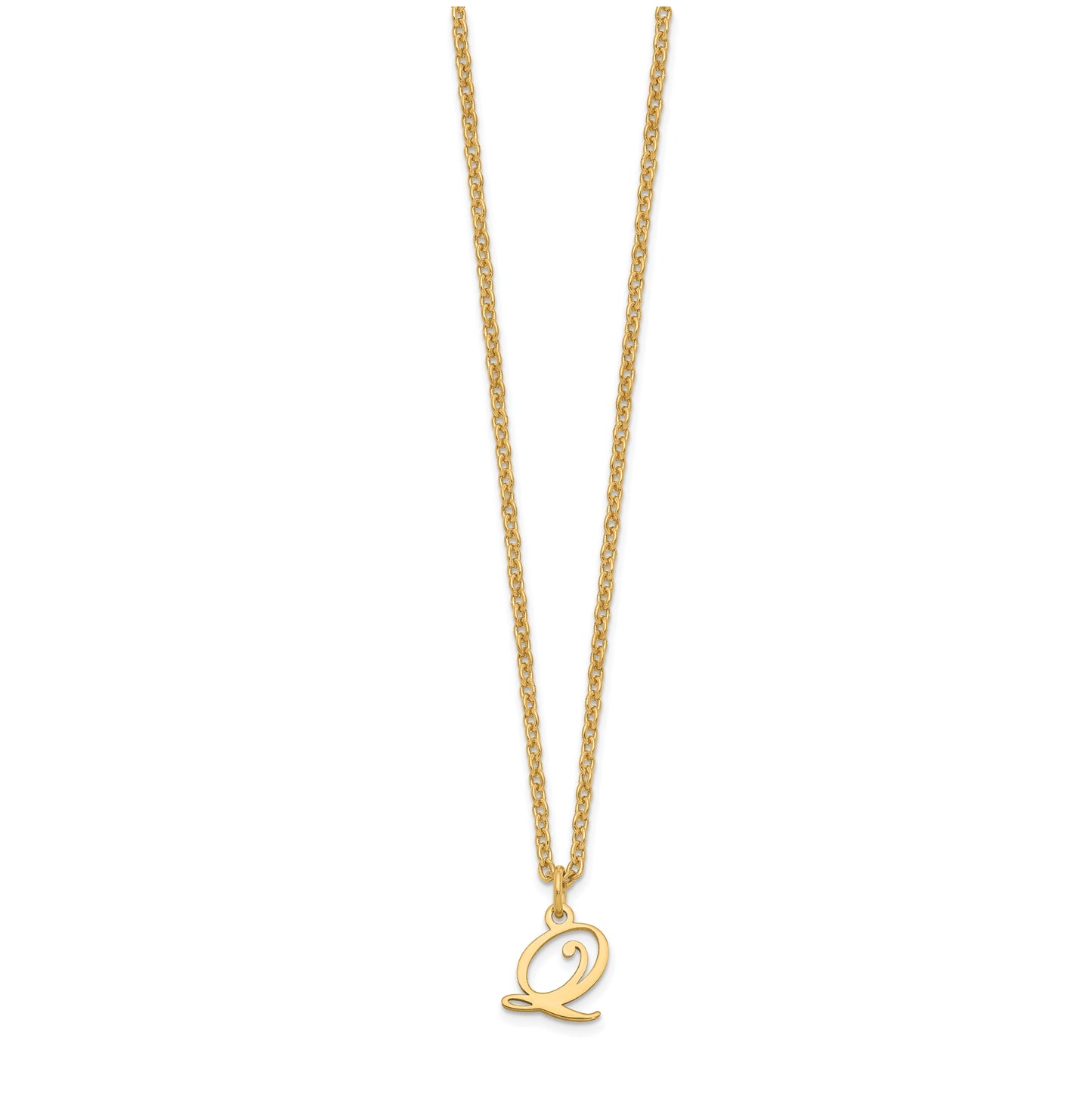 Sterling Silver Gold plated Letter Q Initial Necklace
