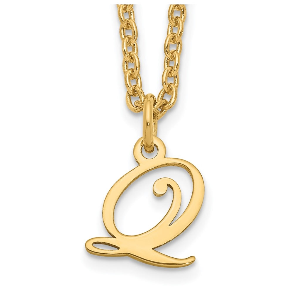 Sterling Silver Gold plated Letter Q Initial Necklace