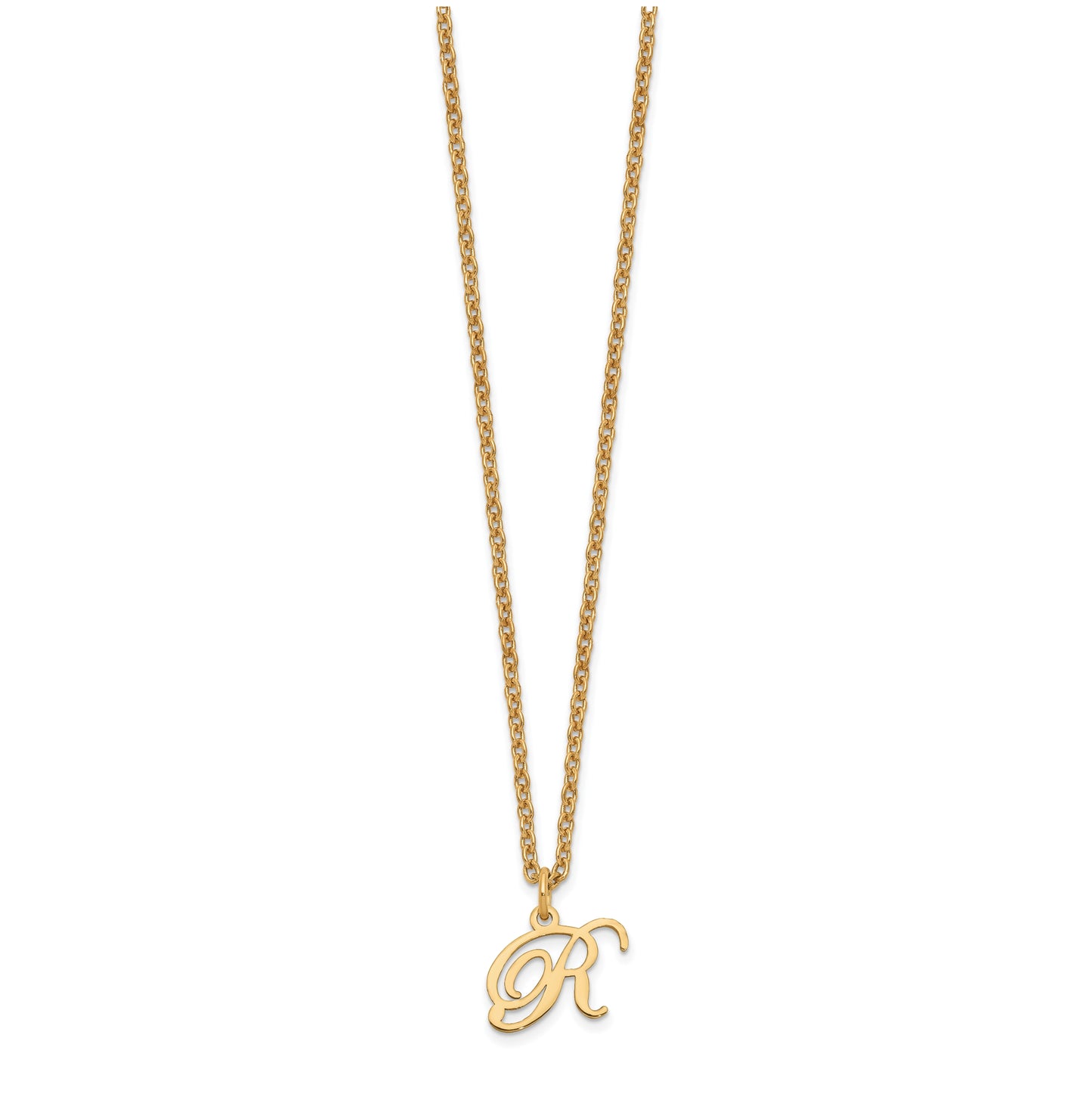 Sterling Silver Gold plated Letter R Initial Necklace