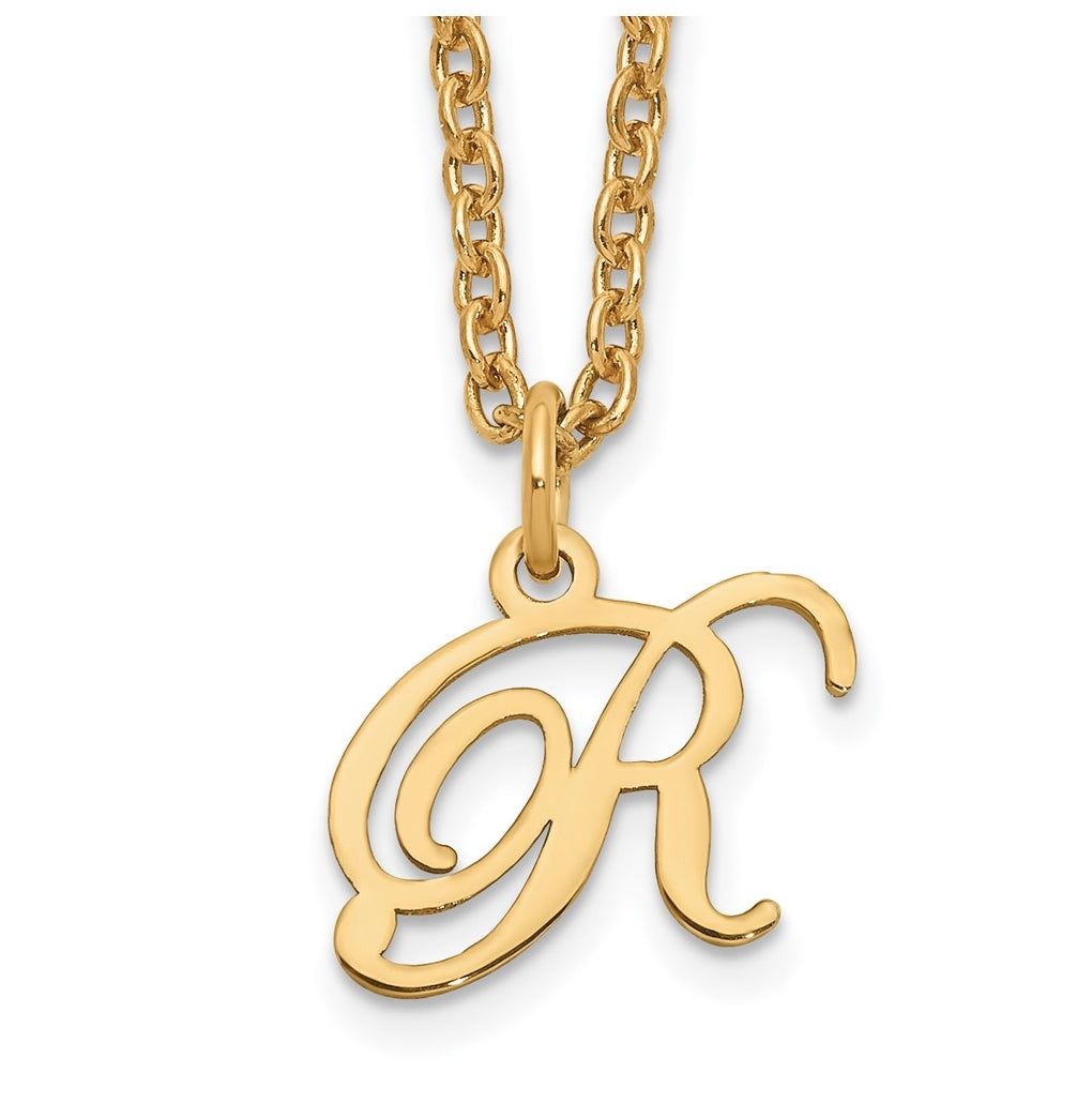 Sterling Silver Gold plated Letter R Initial Necklace