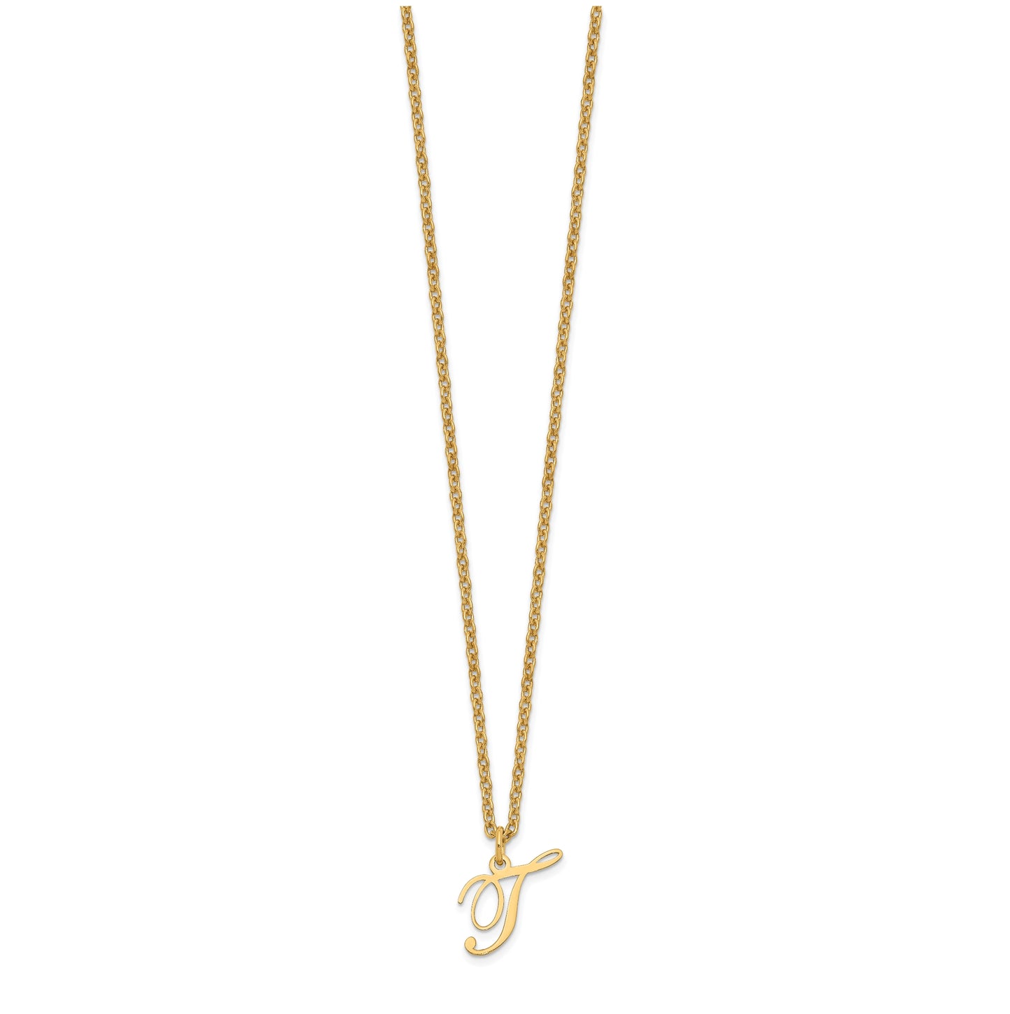 Sterling Silver Gold plated Letter T Initial Necklace