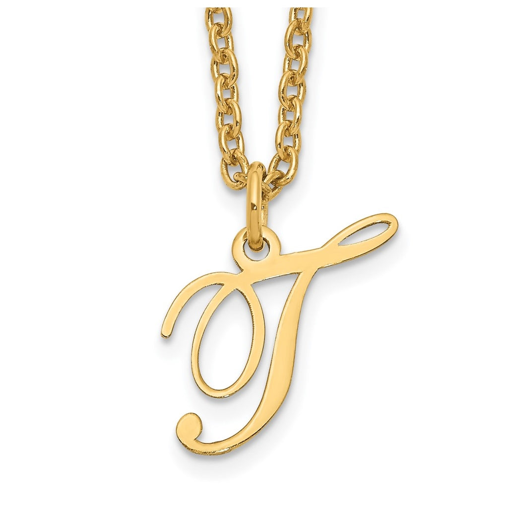 Sterling Silver Gold plated Letter T Initial Necklace