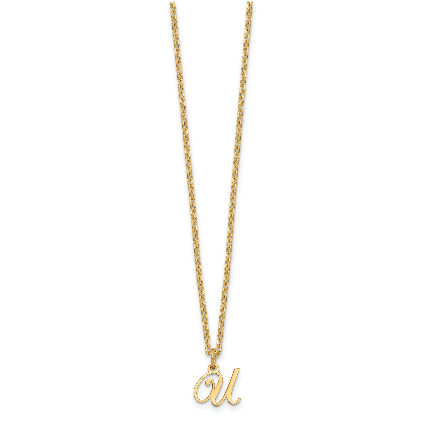 Sterling Silver Gold plated Letter U Initial Necklace