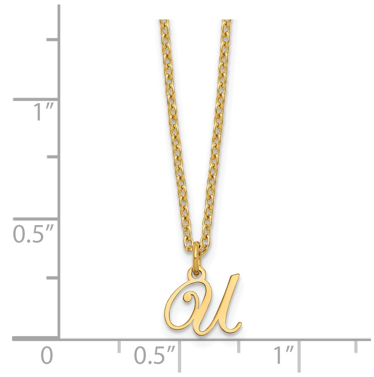 Sterling Silver Gold plated Letter U Initial Necklace