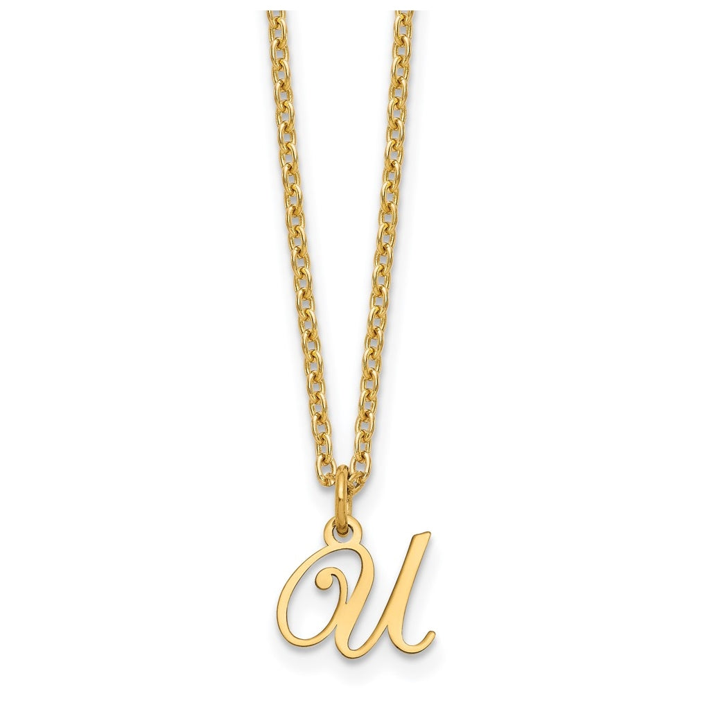 Sterling Silver Gold plated Letter U Initial Necklace
