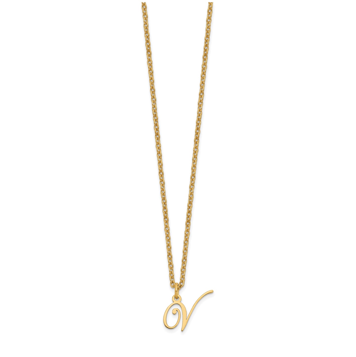 Sterling Silver Gold plated Letter V Initial Necklace