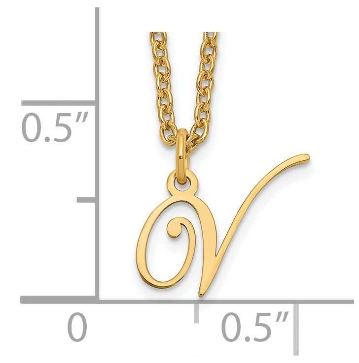 Sterling Silver Gold plated Letter V Initial Necklace
