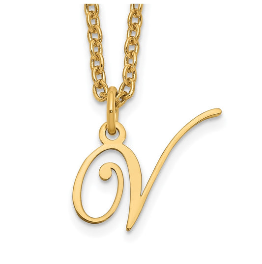Sterling Silver Gold plated Letter V Initial Necklace