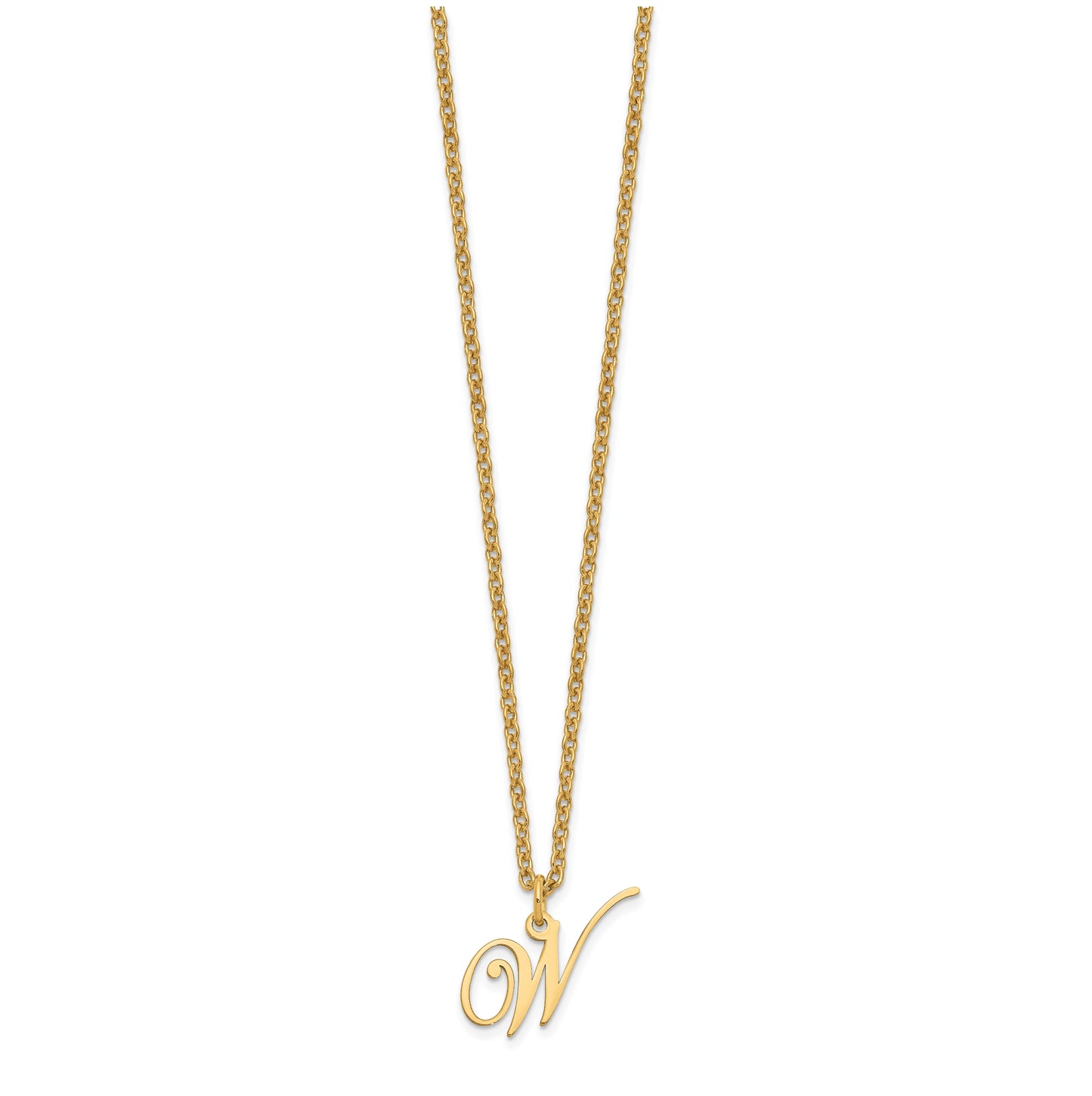 Sterling Silver Gold plated Letter W Initial Necklace