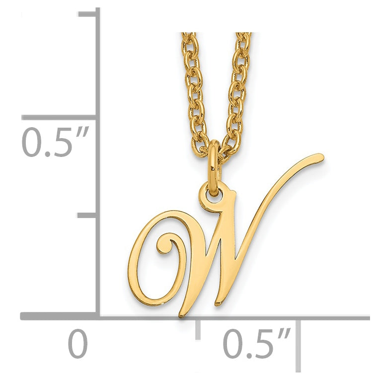 Sterling Silver Gold plated Letter W Initial Necklace