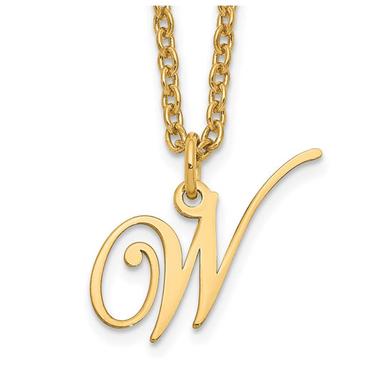 Sterling Silver Gold plated Letter W Initial Necklace