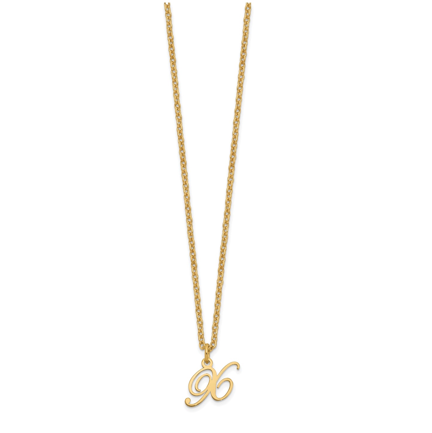 Sterling Silver Gold plated Letter X Initial Necklace