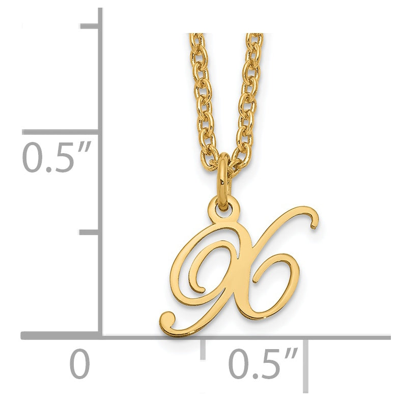 Sterling Silver Gold plated Letter X Initial Necklace