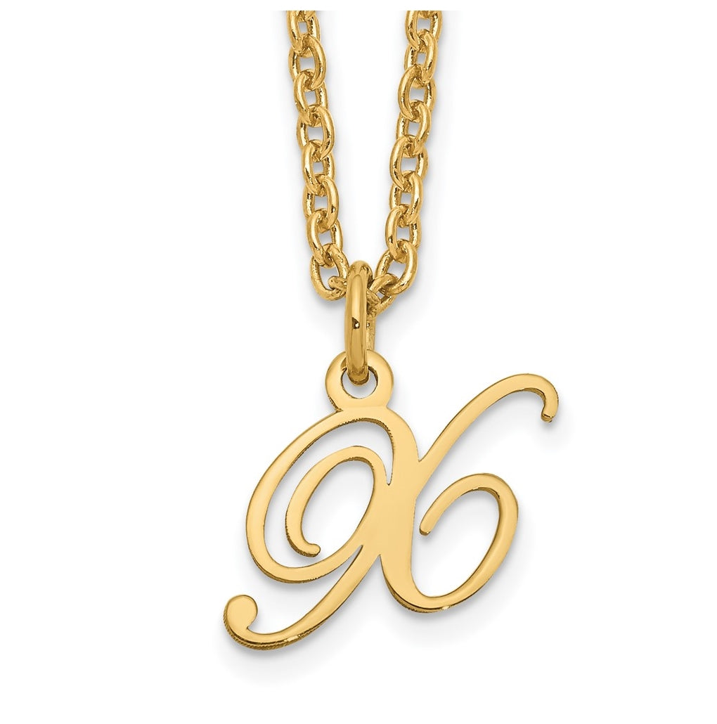 Sterling Silver Gold plated Letter X Initial Necklace